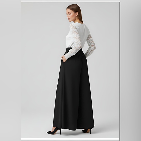 Palazzo Pants With Pockets Black - Picture 5 of 6